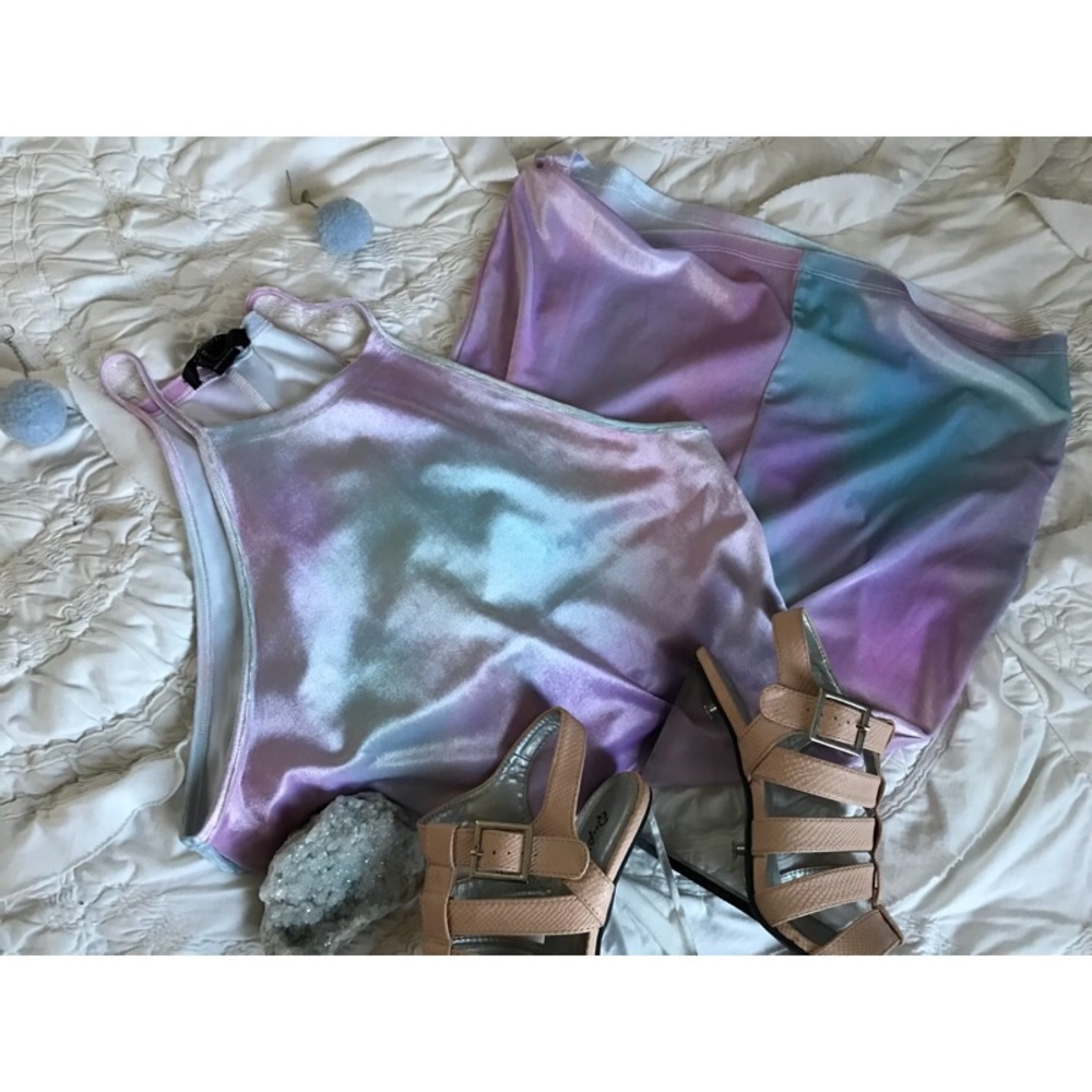 Pastel rainbow velvet dress